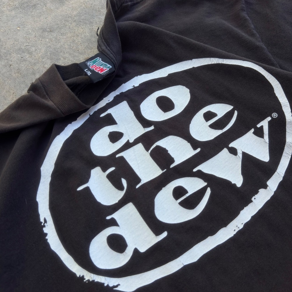 Vintage 90s Mountain Dew T Shirt Single Stitch Do The Dew Promo Black XL (f9)